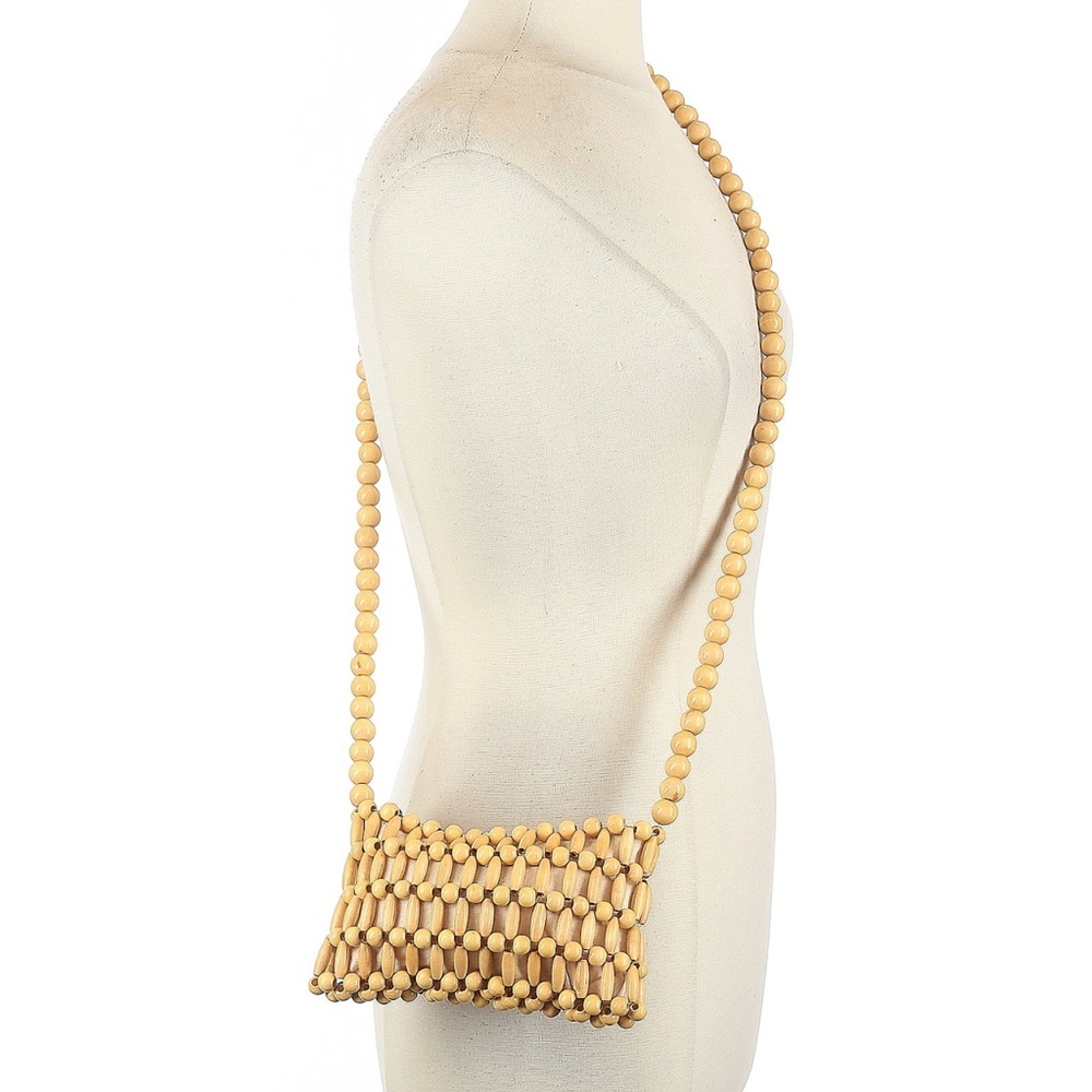 Beaded Tan Crossbody Bag